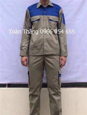 Bộ quần áo bảo hộ ghi phối xanh