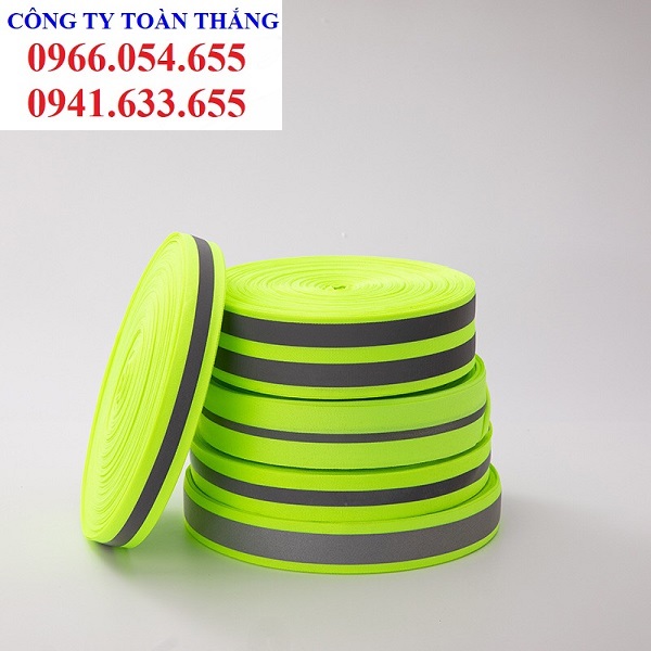Dây phản quang vải sọc ghi